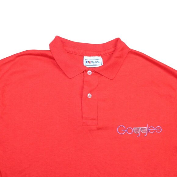 Vintage Hanes Mens Large 2 Button 50/50 Red Polo Shirt Made USA Preppy Shirt - Picture 4 of 9
